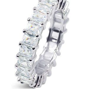 18K White Gold Plated Baguette Eternity Ring